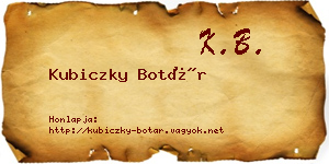 Kubiczky Botár névjegykártya